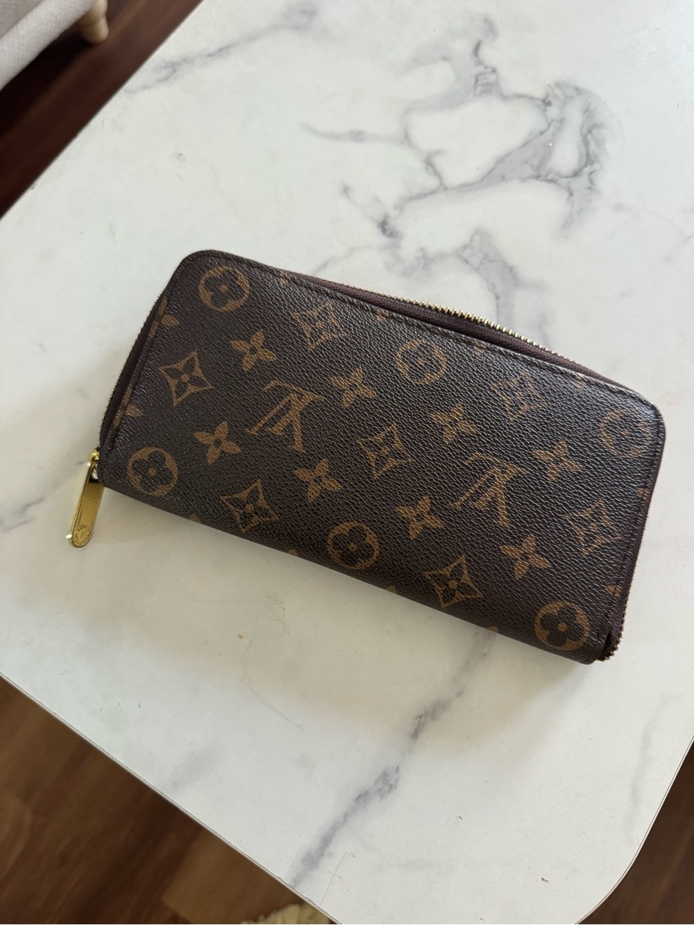 Monogram Zip Card & Key Holder in Brown